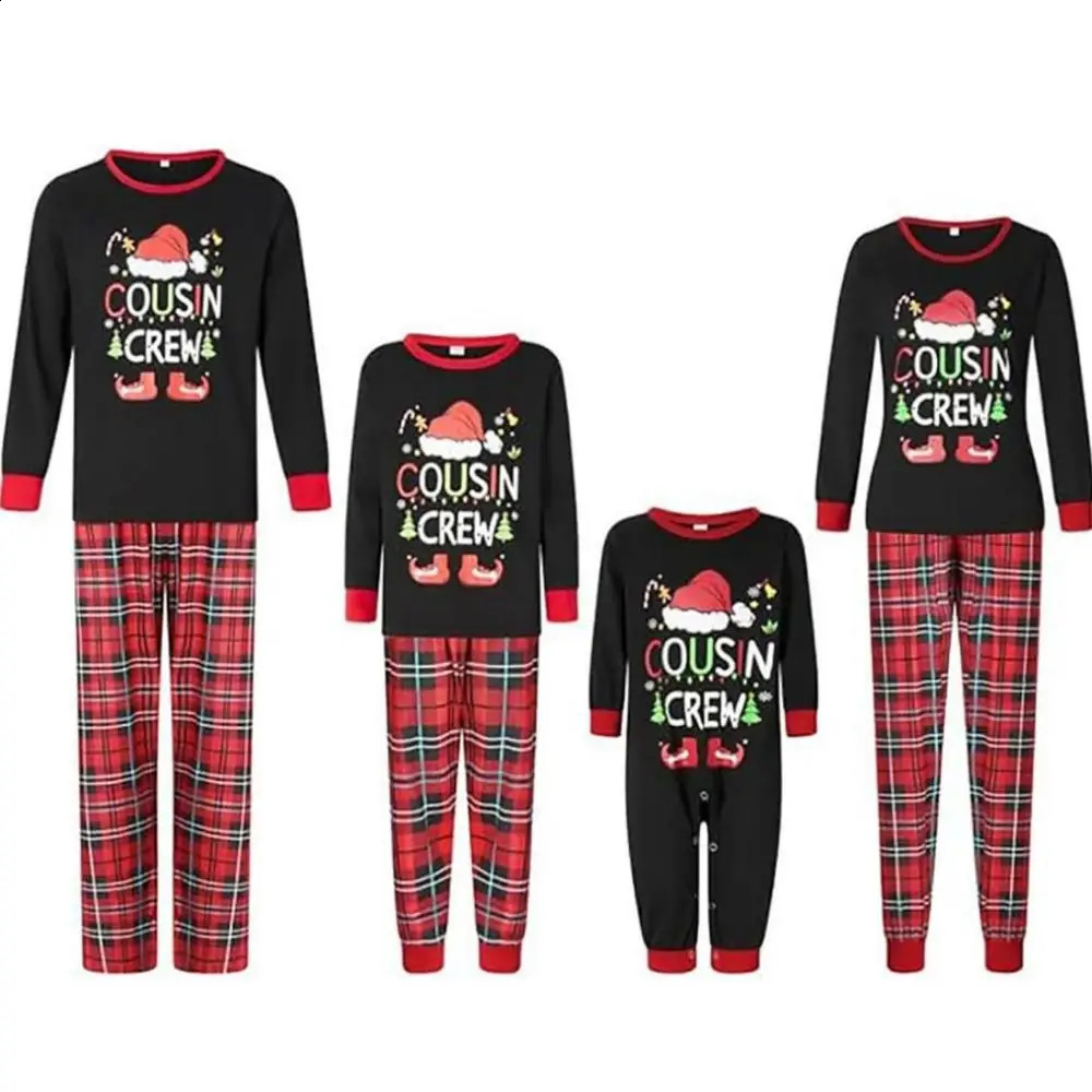 Abiti coordinati la famiglia Pigiami natalizi Madre Padre Bambini Top bambini Pantaloni Cartoon Cute Pattern Print Clothing 231118