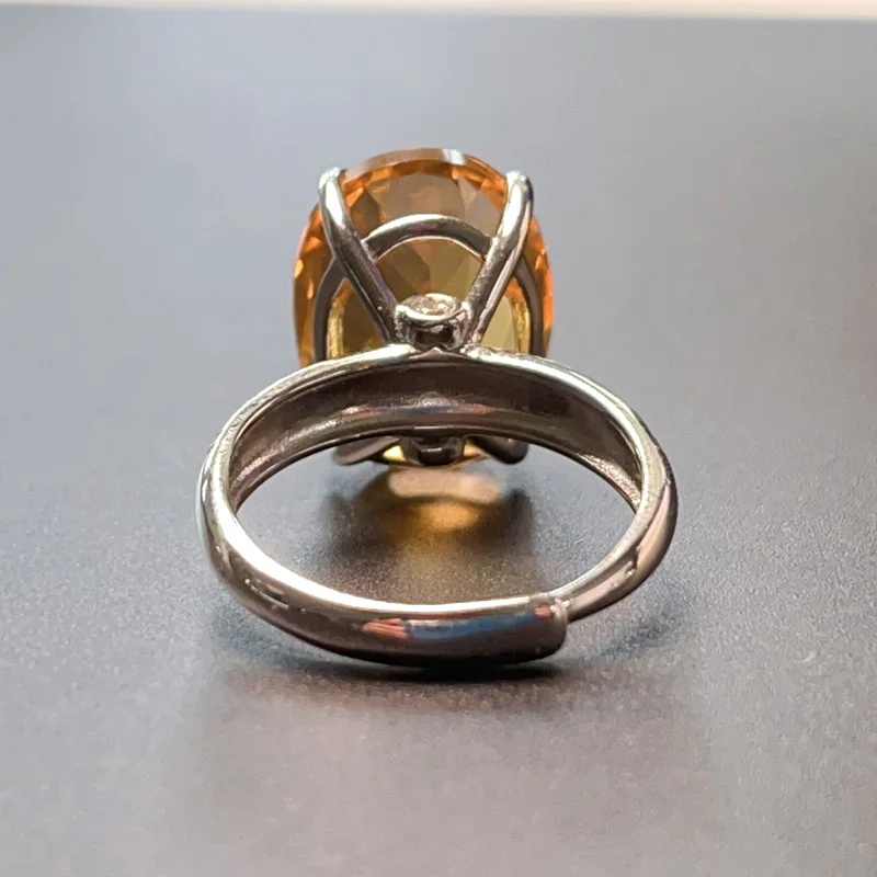 Bague en Citrine naturelle de qualité VVS, pour fête, 12mm x 16mm, 12ct, en argent 925, plaqué or, bijoux en cristal jaune