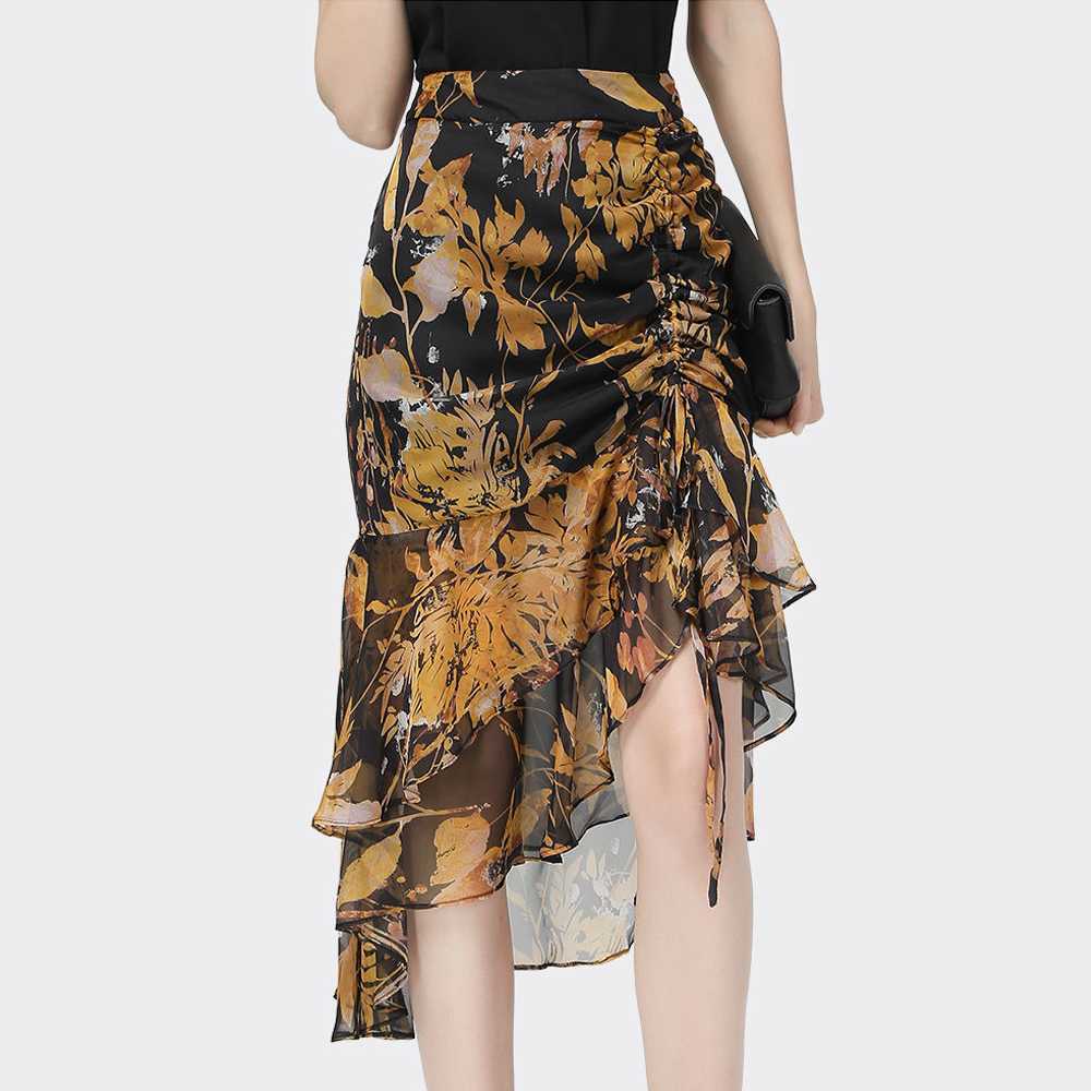 Skirts BEENLE Skirt 2023 Autumn Floral Dress High Waist Slimming Floral Fashion Fishtail Long Skirts Mid-length Even Parti Women Dress P230420