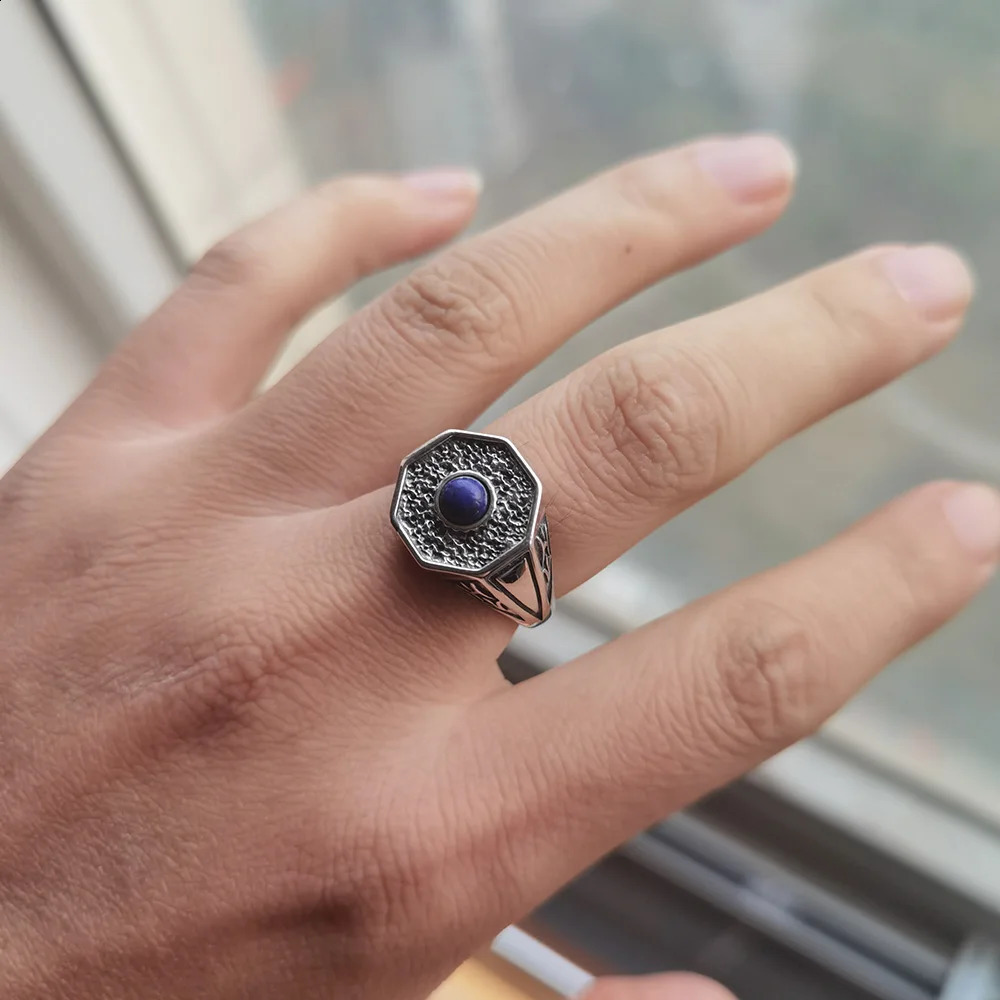 Les originaux bagues en argent sterling 925 avec pierre de lapis-lazuli naturelle Elija Klaus de Damon Stefan Rebeka Mikaelson231118