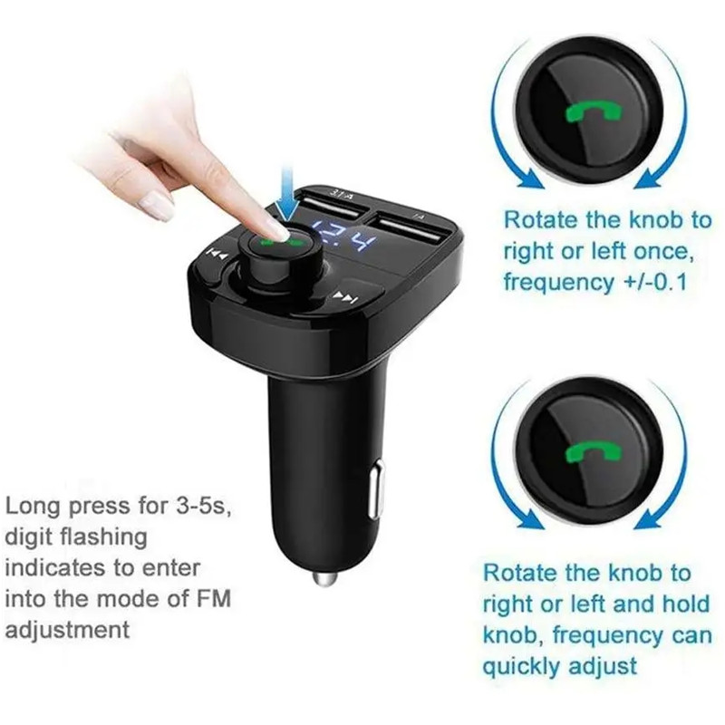 Mp3 Player 3.1A Call Car Charger Wireless Bluetooth Handsfree FM Transmitter Radio Receiver Audio Music Stereo Adapter Dual USB Port Quick Charger With Retail Box