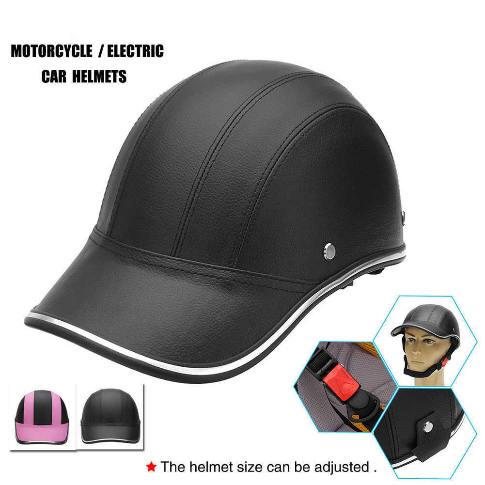 Bisikletçi için bisiklet kaskları at binicisi gorras hombre casquette homme capacete Ciclismo pu deri motosiklet yarım yüz kask beyzbol şapkası p230419