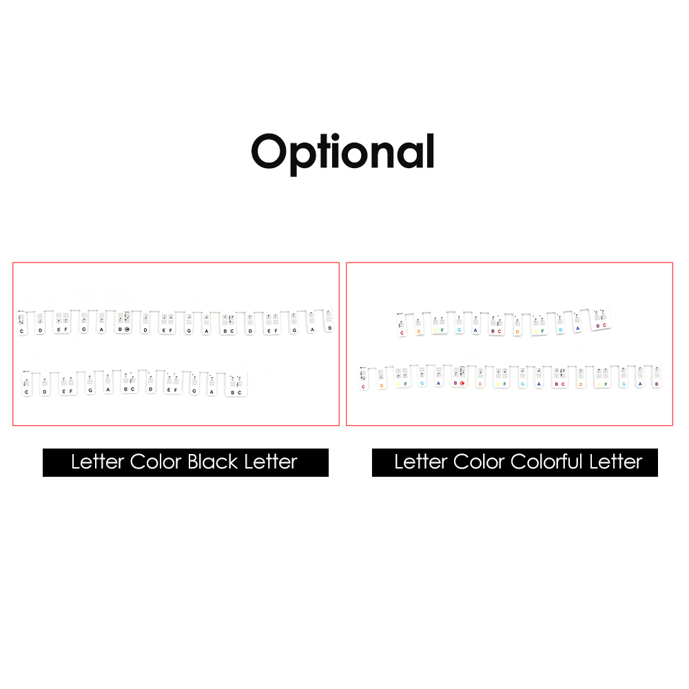 61- 키 피아노 키보드 음악 노트 패드 매트 실리카 젤 탈착식 피아노 키보드 노트 라벨 손가락 연습 가이드 실리콘 스트립