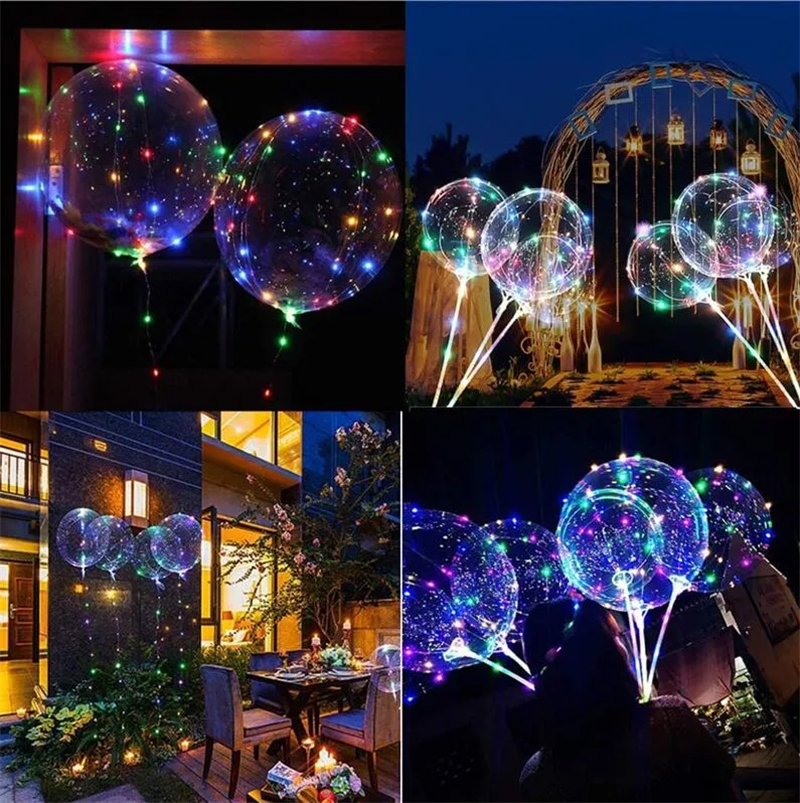 20 inch LED Luminous Bobo Balloons with Light String Clear Balloon Festival Decor Birthday Wedding Valentine's Day Party Supplies