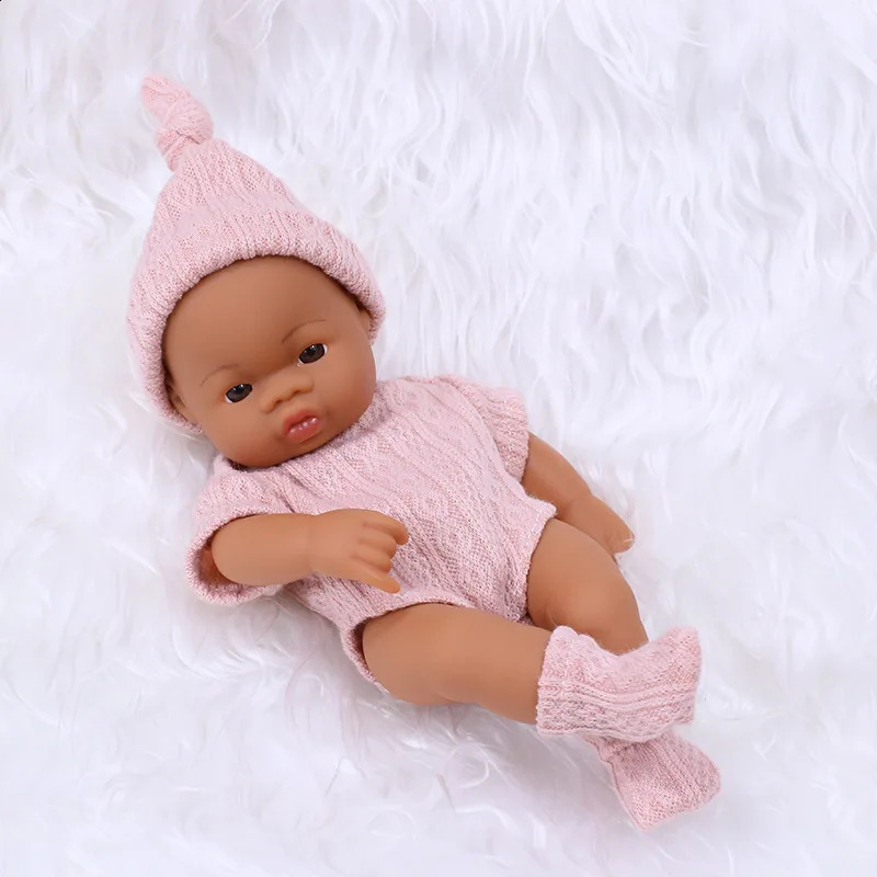 Dolls Black Reborn Silicone Baby Doll 20cm Toys Soft Touch High Quality for Children 231118