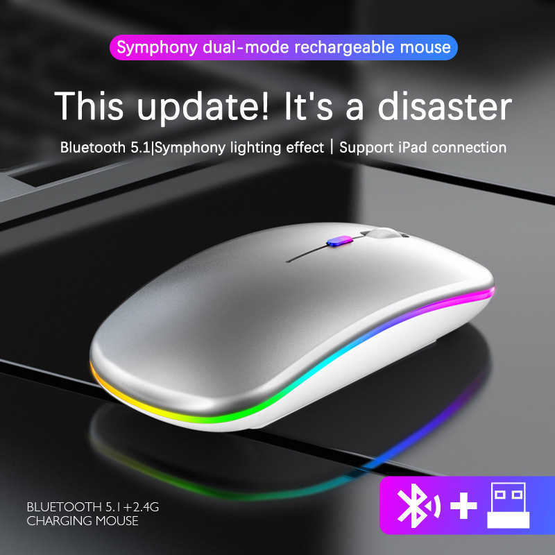 Mäuse Drahtlose Maus RGB Wiederaufladbare Bluetooth-Mäuse Drahtlose Computerspiel-Maus LED-beleuchtete ergonomische Maus für Laptop-PC gut