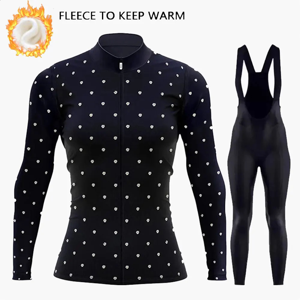 Cycling Jersey Sets Winter Woman's Clothing 2024 Thermal Fleece Mountian Bike Clothes Long Sleeves Suit 231118