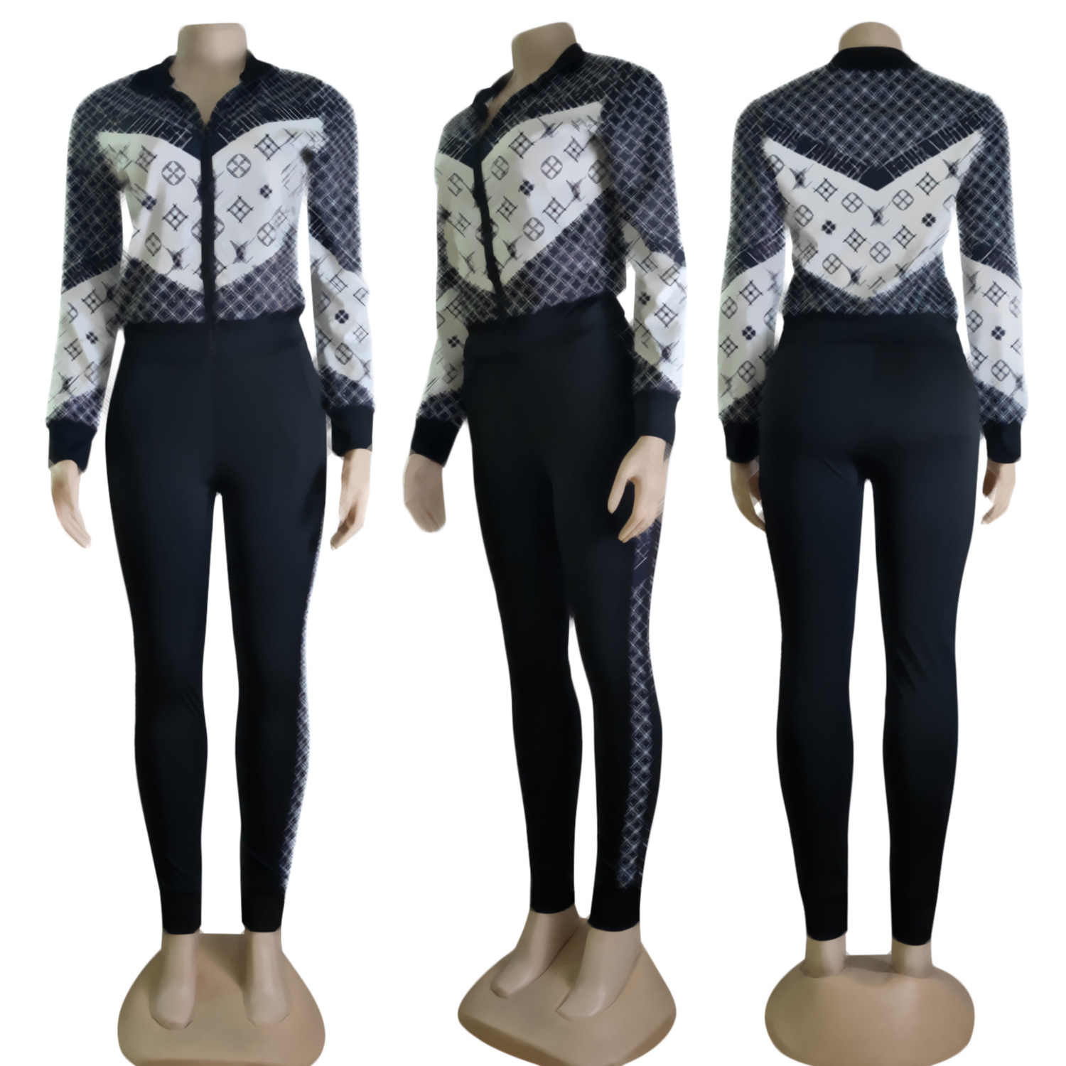 2024 Tasarımcı İki Parçalı Pantolon Takipleri Kadınlar Günlük Baskı Ceketi ve Pantolon Set Ücretsiz Gemi