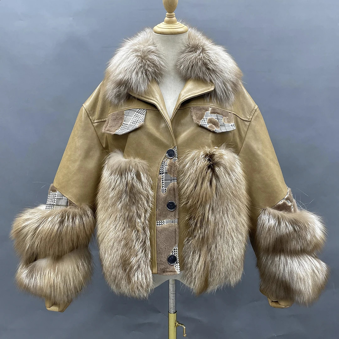 Женское зимнее пальто из искусственного меха MISSJANEFUR, женская куртка из натуральной кожи с воротником, теплая, роскошная, черного, серебристого цвета, большие размеры 231118