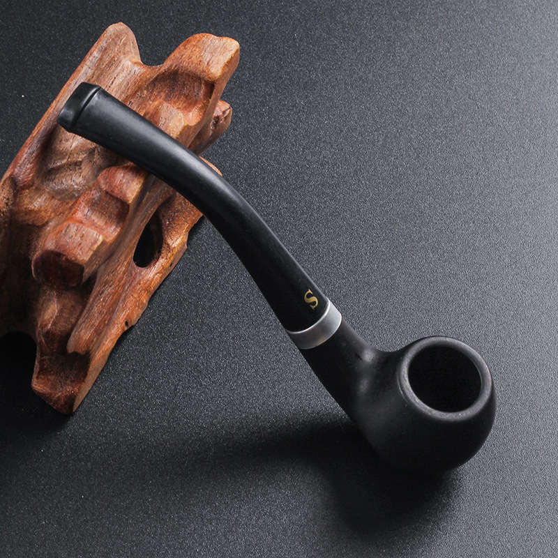 Smoking Pipes Mini Pipe Circulation Microporous Filter Black Portable Resin Pipe