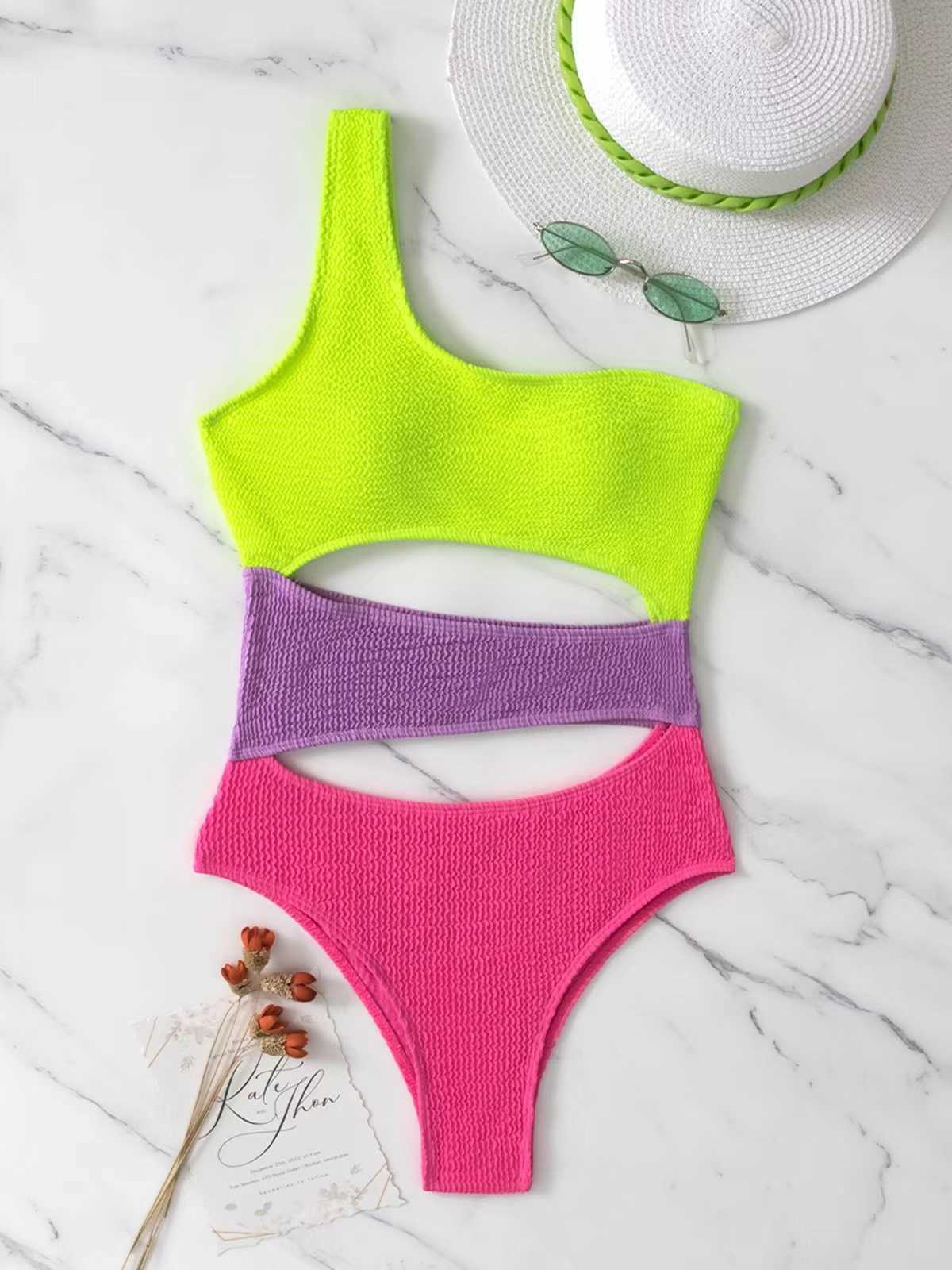 Swim wear 2022 Women One Piece Swimsuit One Shoulder Female Swimwear Sexy Monokini Swimming Suits Beachwear Bathing Suits Swimsuit Bikini AA230419