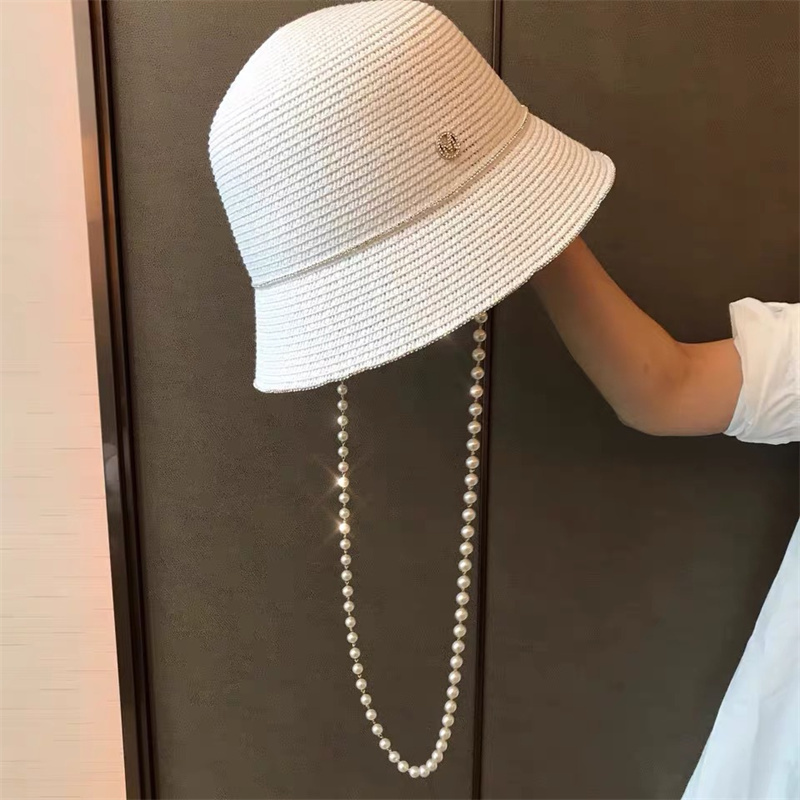 Летняя жемчужная цепь шляпы женская кепка бассейна для открытых солнечных шляп соломенных шляп