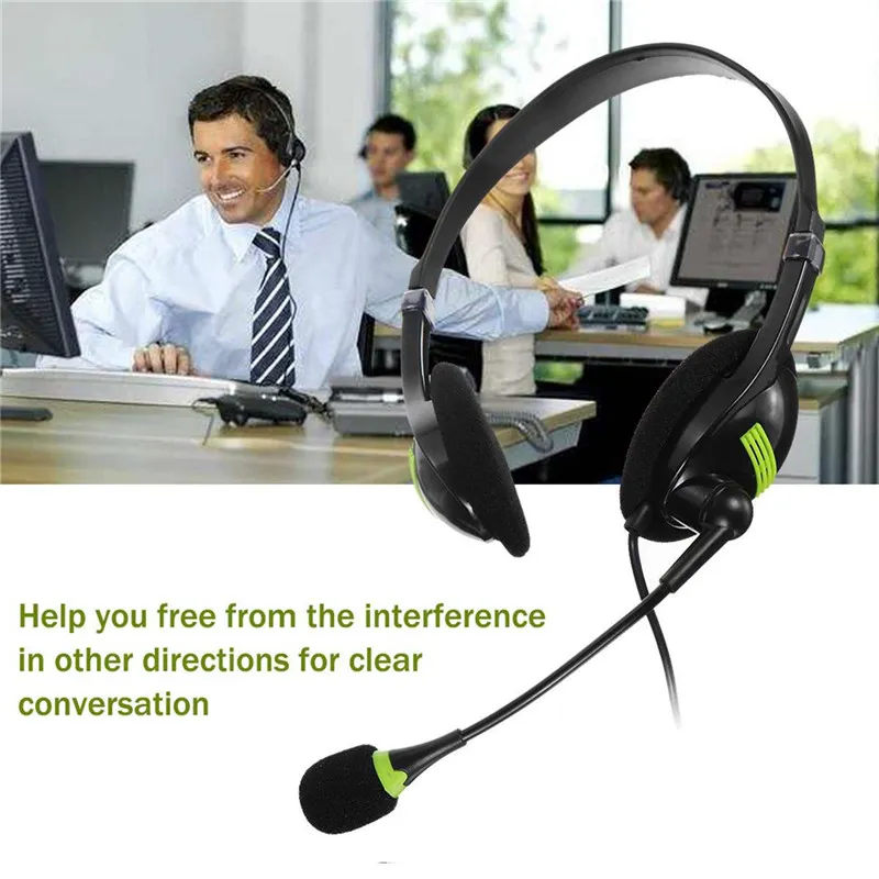 Light weight 3.5mm Plug Wired Business Headphones With Microphone Office Home Working Gamer Headset For Mobile Phone Computer PC Tablet