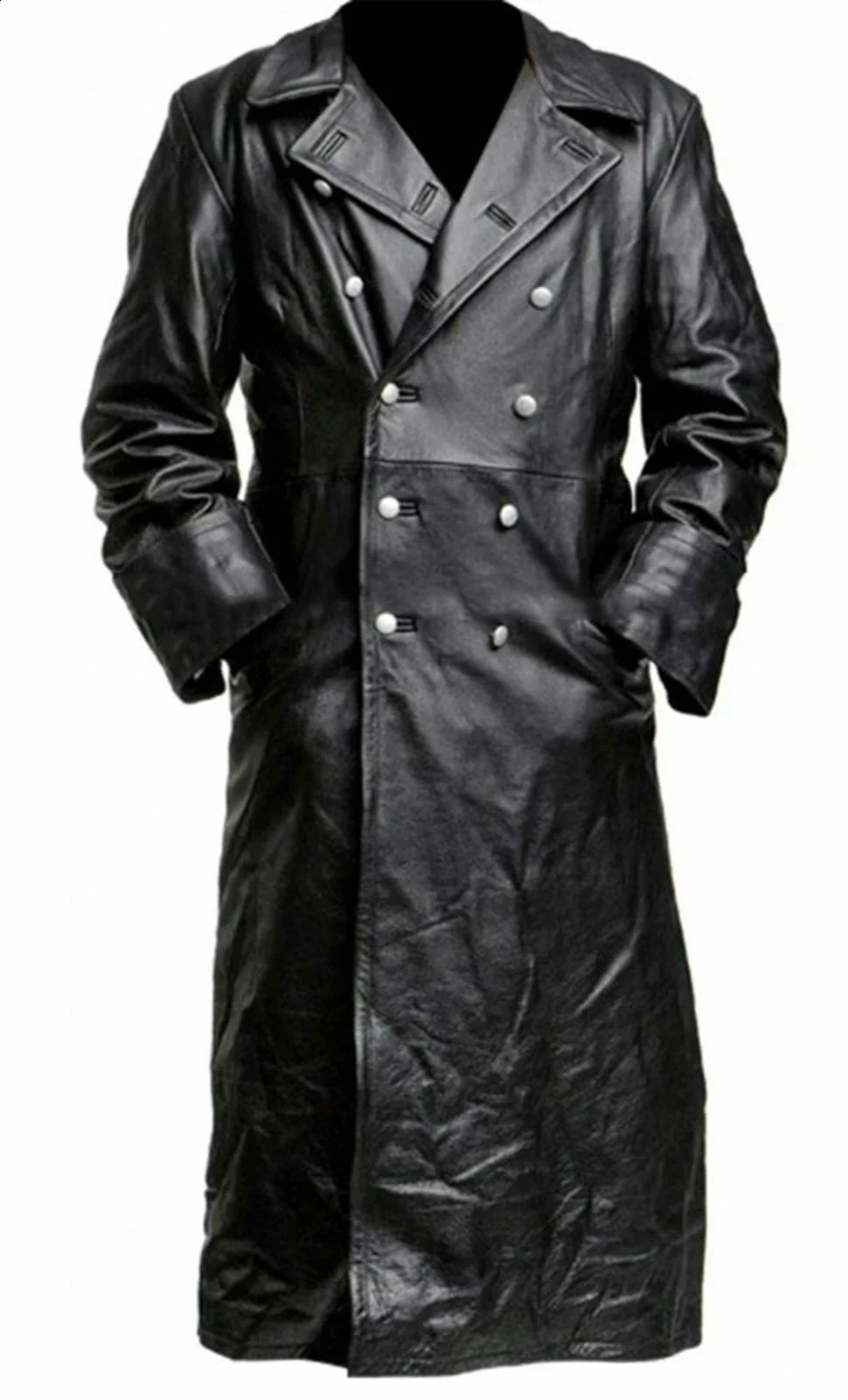 Uniforme militaire classique allemand de la seconde guerre mondiale pour homme, TRENCH COAT en cuir noir, simili cuir, officier de la seconde guerre mondiale, 231118