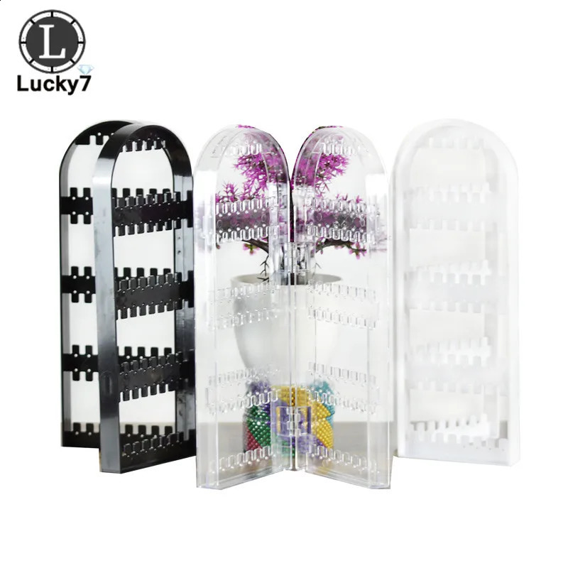 Jewelry Boxes 120 180 240 360holes Plastic Clear Earrings Studs Display Rack Folding Screen Earring Stand Holder Storage Box 231118