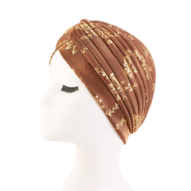 Frauen Gold Sparkly Shiny Print Turban Hut Muslim Turban Stirnband Chemo Kopfbedeckung Hijab Haarausfall Hut Abdeckung Kopftuch Wrap Caps