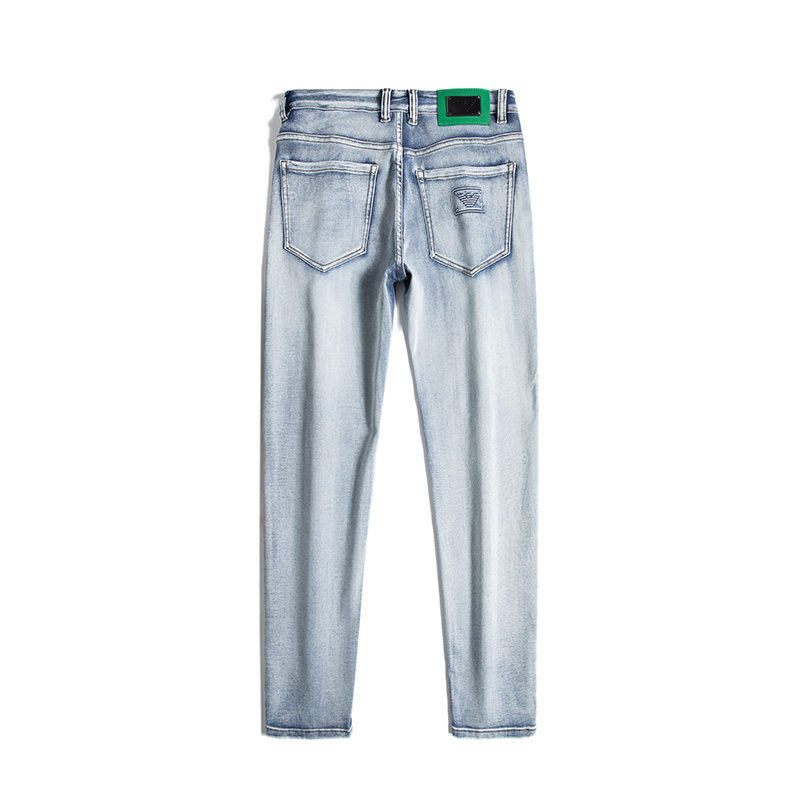 Jeans para hombres Primavera Verano Hombres delgados Slim Fit Europeo Americano Marca de alta gama Pequeños Pantalones rectos dobles O F210-5