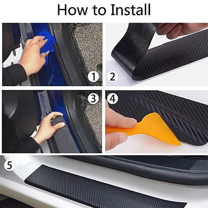 3D Nano Fiber De Carbone Autocollant De Voiture Pâte Protecteur Bande Auto Porte Seuil Côté Miroir Anti Scratch Bande Étanche Protection Film