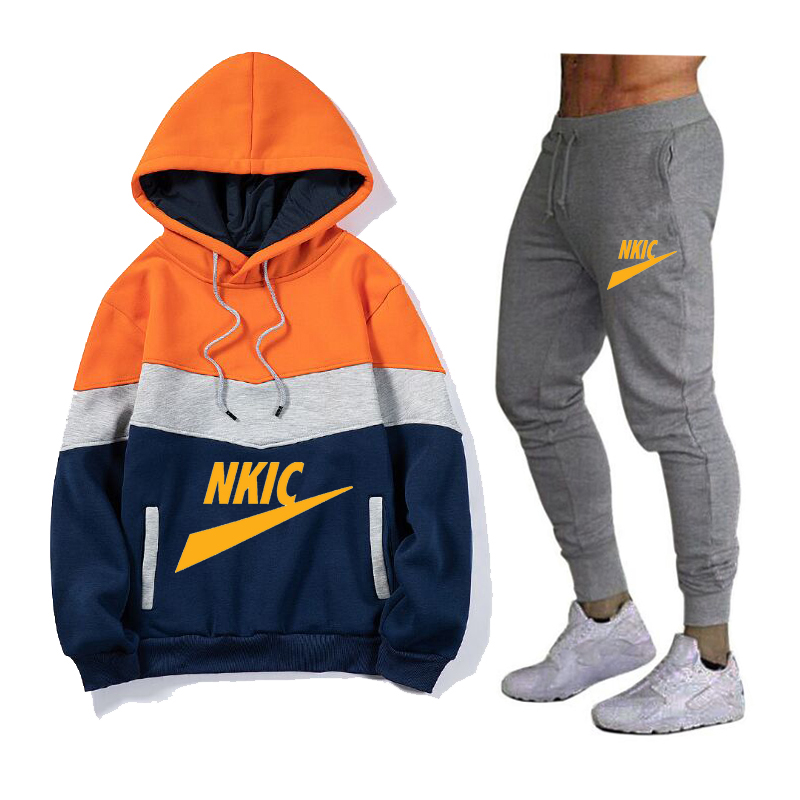 New Mens Gym Tuta 2 pezzi Set Hip Hop Abbigliamento sportivo Moda Felpe con cappuccio Tuta da jogging Tuta casual Abbigliamento da corsa fitness maschile