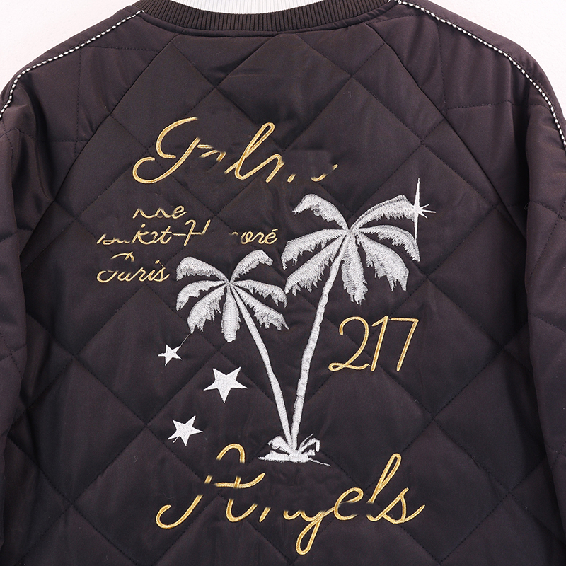 designer jacket palm mens jacket padded jacket Black Embroidered Coconut Tree Gold Lettering Fall Winter Casual Jacket