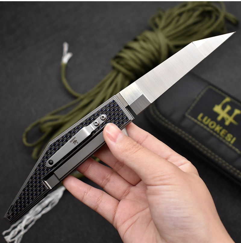 Oferta specjalna A1897 High End Flipper Solding Knife 100% Real M390 Satin Blade Titanium Stop