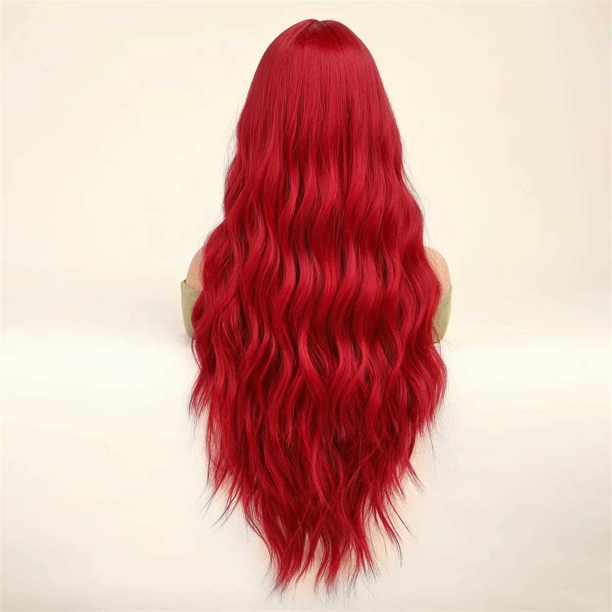 Hair Wigs Onenonly Red Wig Long with Bangs Natural Cosplay Party for Women Very Cheap Wave 231121