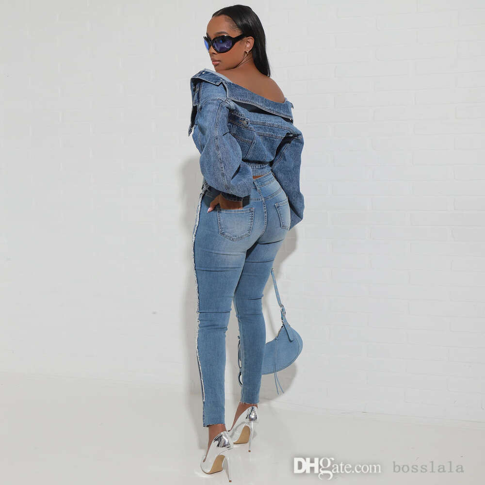 Mode femmes Y2K Style irrégulier deux vêtements Denim manteau femmes Style veste