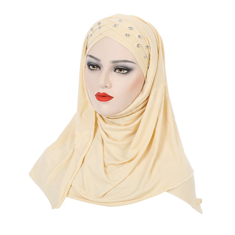 Lenço de lenço de lenço macio diamantes instantâneos xales de hijab instantâneos e enrolam hijabs muçulmanos femme femme prontos para usar lenço na cabeça