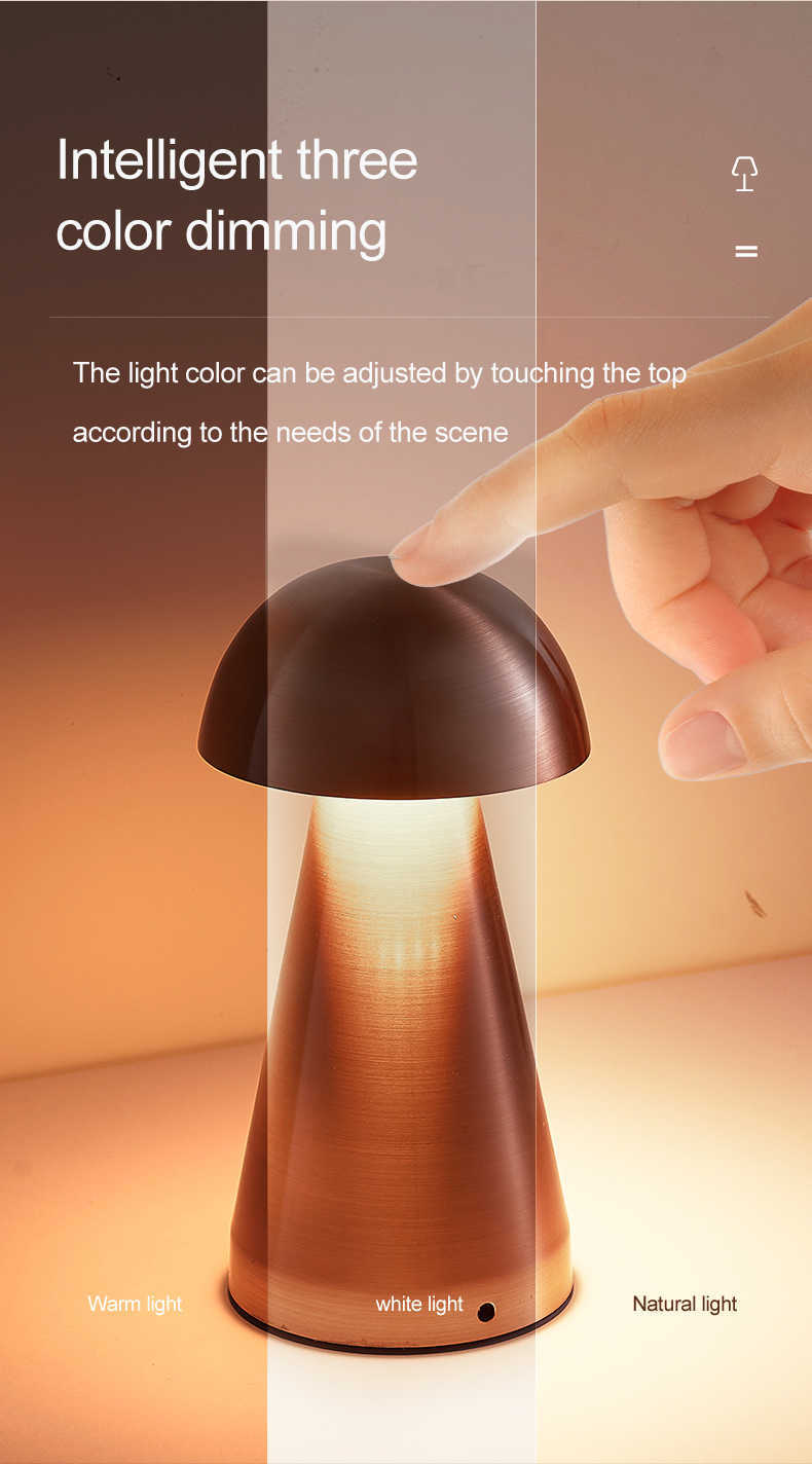 Dekorativa nattlampor USB -laddningsbara kreativa mathotelllampor Retro Trådlös beröringssensor LED -lampan AA230421