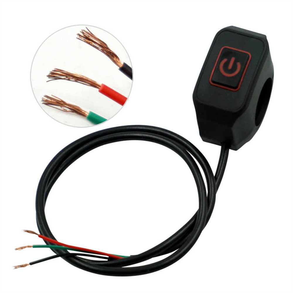 22mm 12V Motorcykelstyret SWITCH Electric Star Pressure Waterproof Control Switch -knappen med LED -ljus