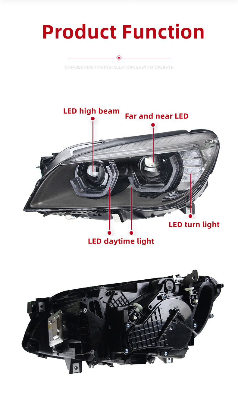 Faro dell'auto Tutti i LED BMW Serie 7 F01 F02 2009-20 15 Indicatori di direzione Laser Style Sostituzione DRL Luci diurne