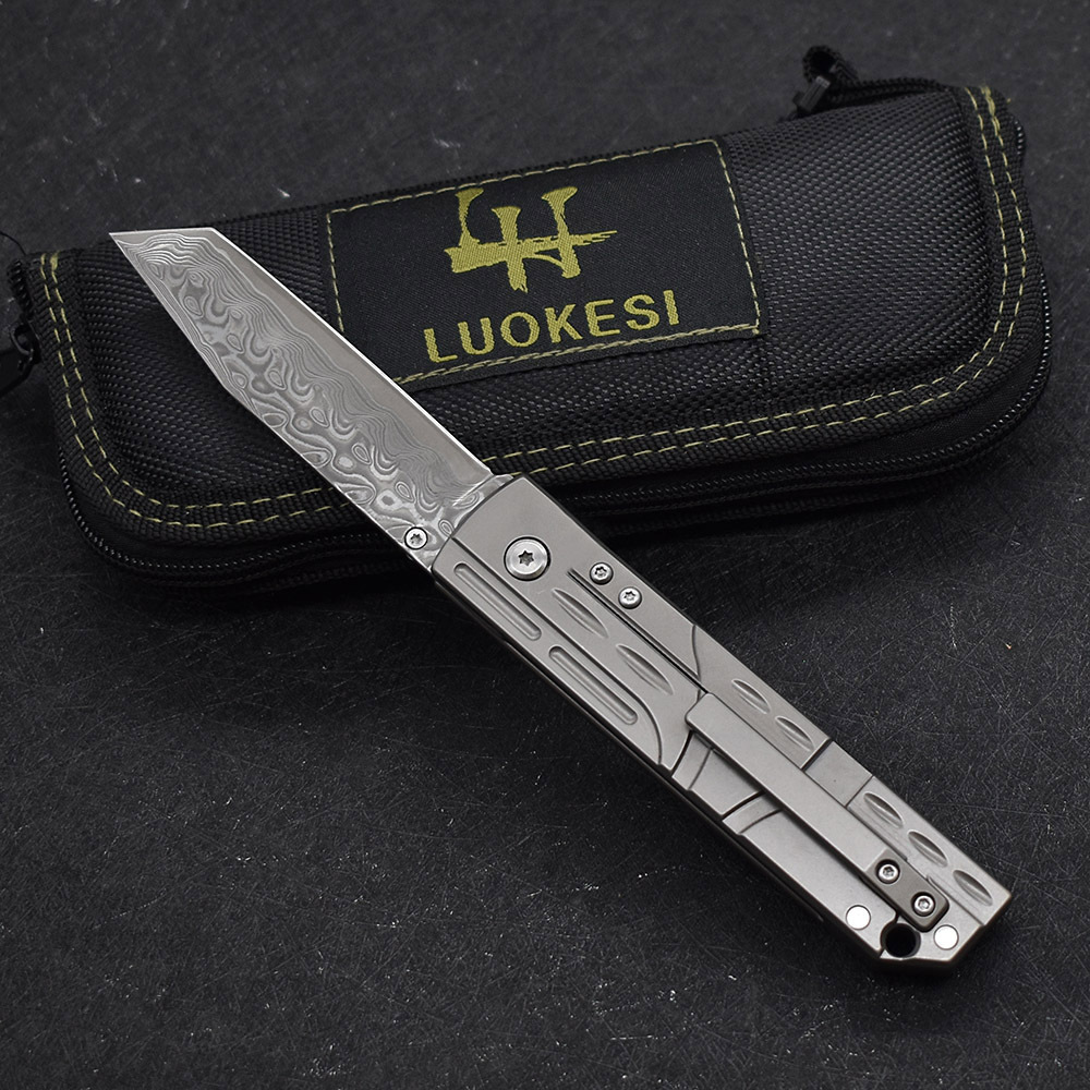 Специальное предложение A1898 Складной нож Damascus Steel Tanto Blade TC4 Titanium сплав ручка EDC Pocket Palper Ножи лучший подарок для мужчин