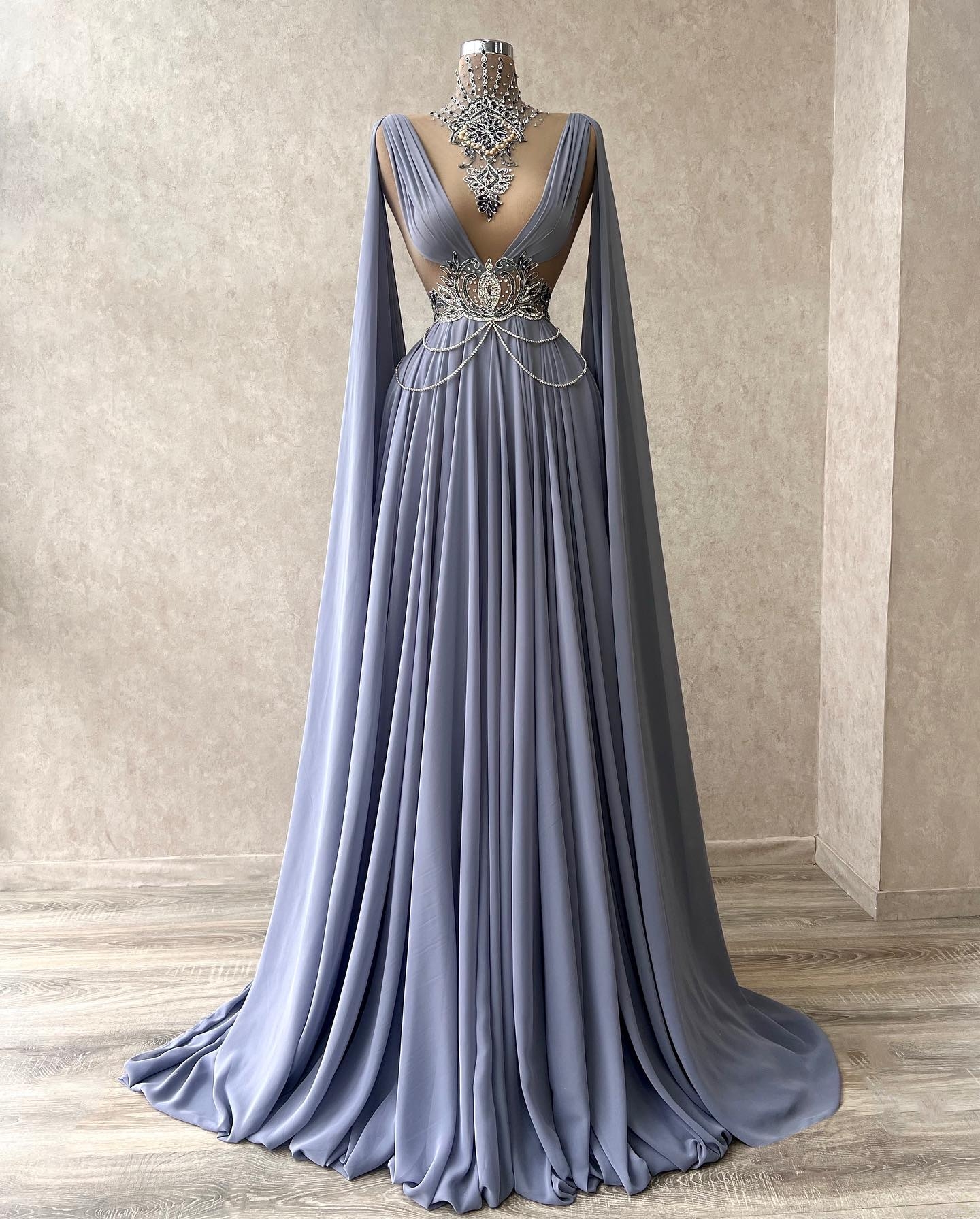 Royal Mermaid Prom Dresses High Neck Beading Party Dresses Rhinestones Custom Made Evening Dress