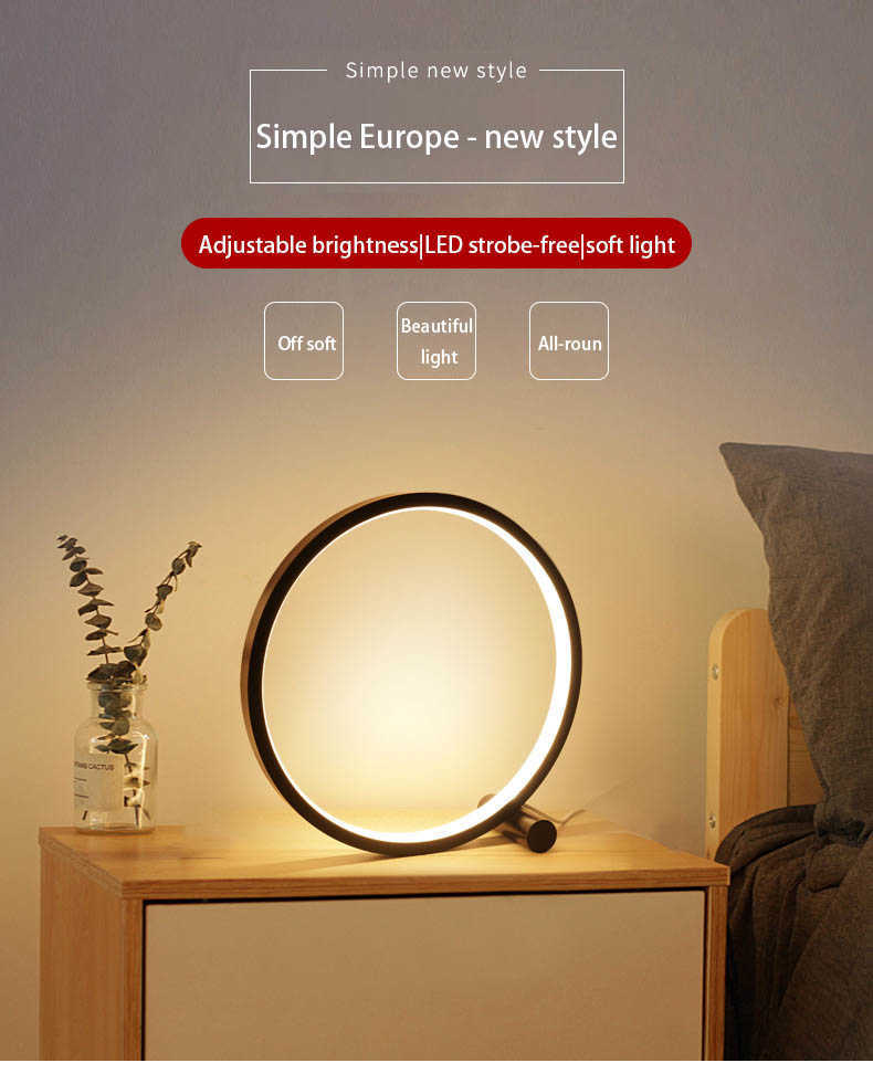 Lampade da scrivania circolari camera da letto sensibili al tocco da tavolo a LED Luci notturne decorazioni da comodino dimmerabili USB AA230421