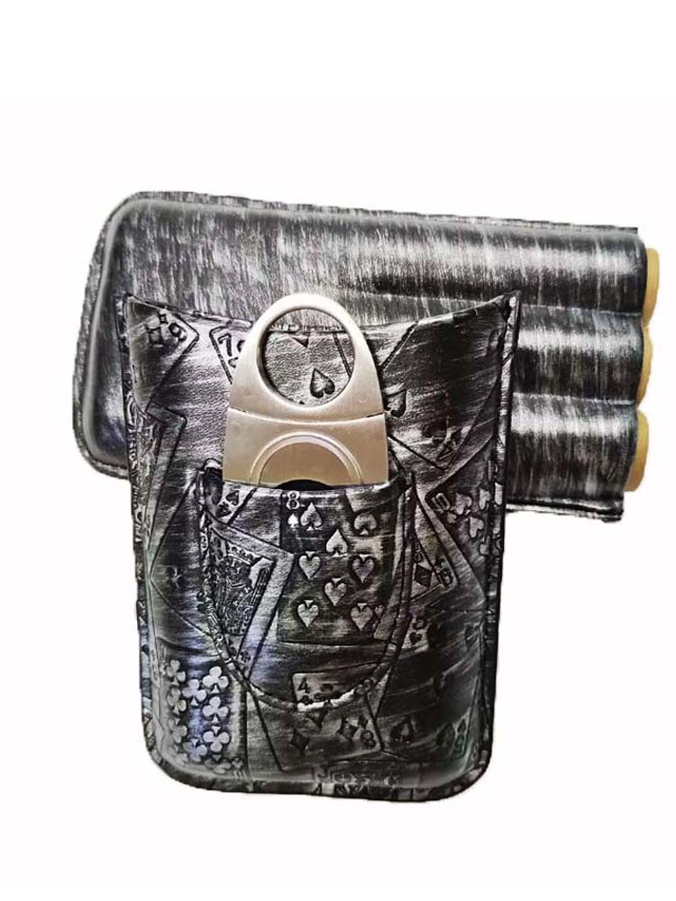 Estuche para cigarros Juego de humidificador portátil Funda para cigarros de viaje 3 piezas Tubo para soporte de cigarros Accesorios para cigarros cubanos al aire libre con cortador de cigarros Regalo para hombre