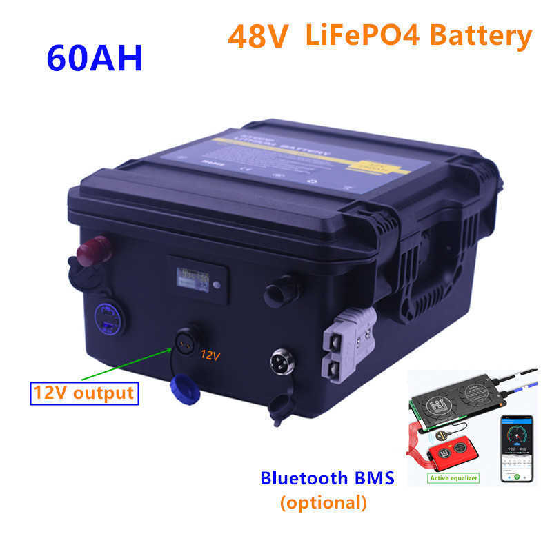 48V LIFEPO4 Pil 80AH/60AH 48V 80AH 60AH LIFEPO4 Pil 48V Lityum Demir Fosfat Pil 36V motor için 10A şarj cihazı