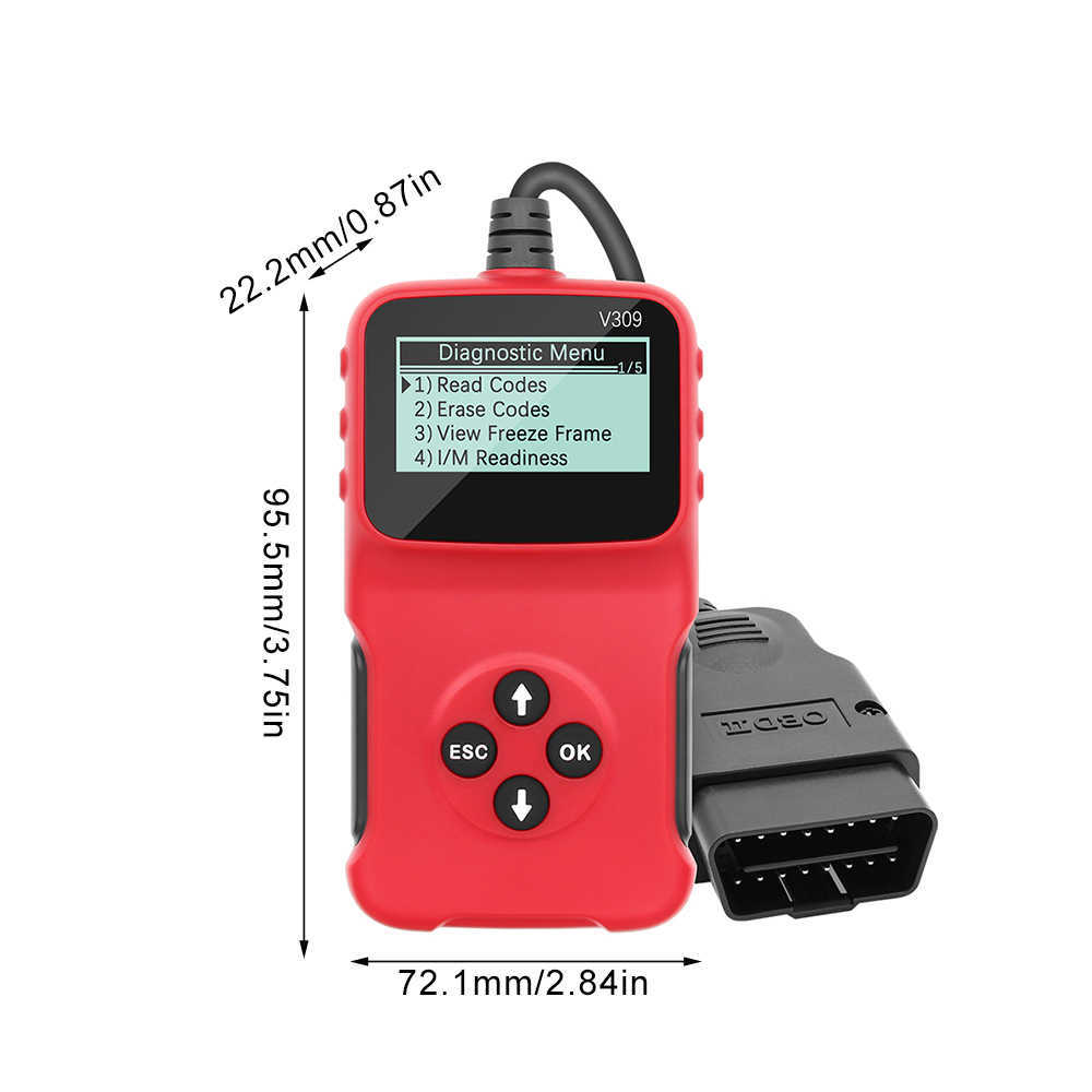 Multi-Language V309 OBD2 Code Reader OBD 2 Scanner OBDII Digital Display Car Diagnostic Tool Elm 327 Scanner Auto Tool