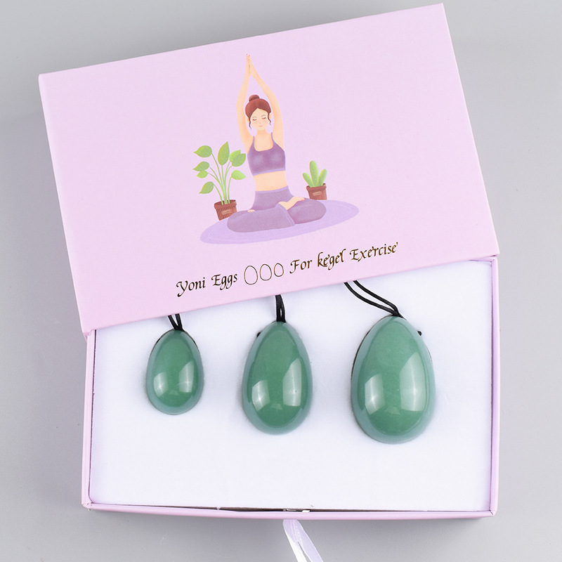 Jade Massage Egg Set borrat läkande Yoni Egg för bäckenbottenmuskelträning Naturlig stenstress Övning Release Balls For Women