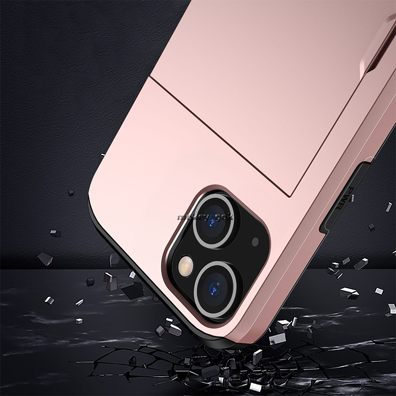 Casos de telefone de armadura para iPhone X Luxury Shell Silicone Credit Holdter Slide Cartlet Capa Caso