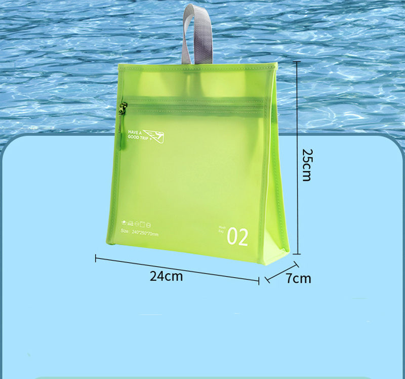 세면류 키트 캔디 컬러 PVC 수직 모델 대용량 여행 긴 화장품 해변 가방