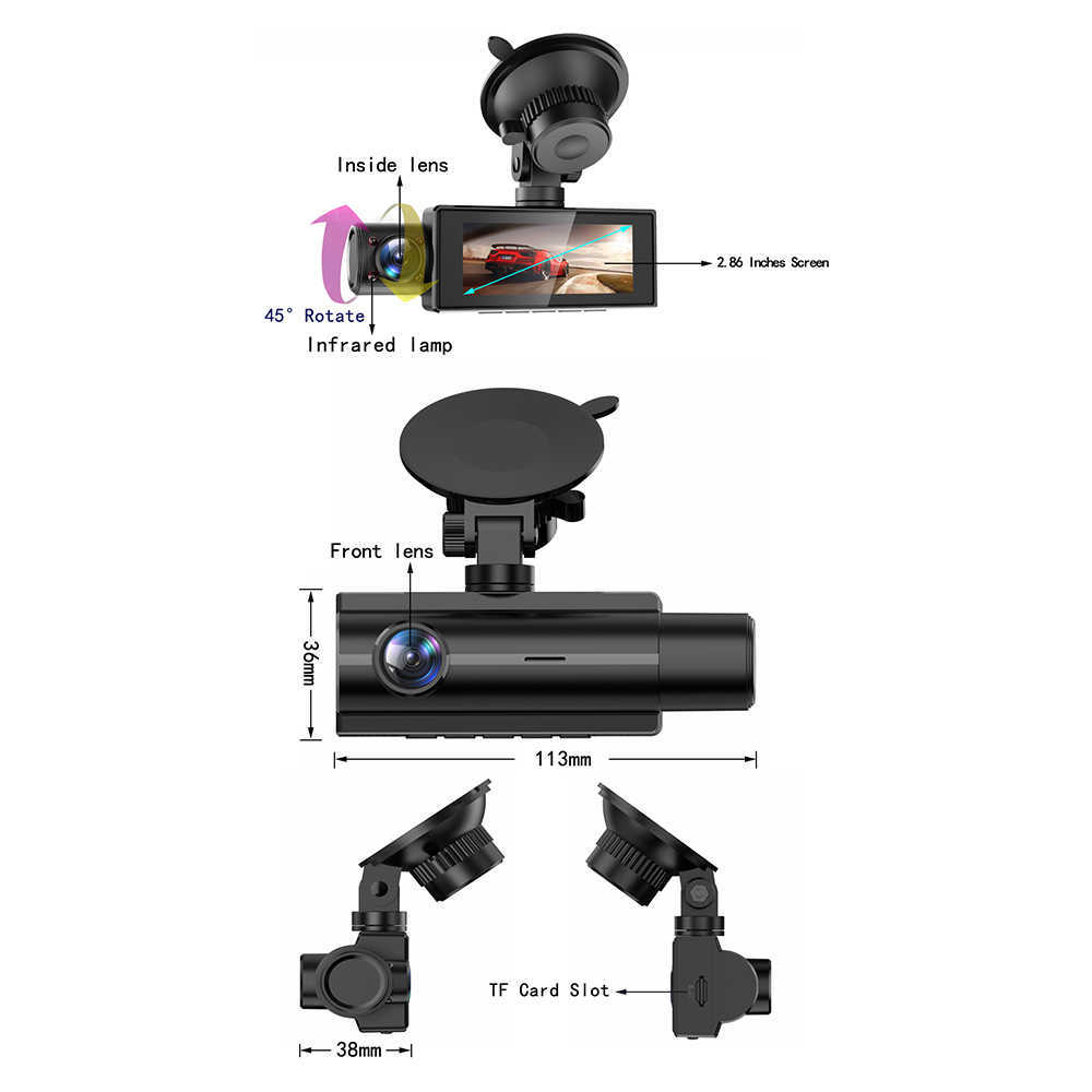 Nouvelle caméra Dash Cam enregistreur vidéo Mini Dash Cam WDR 1080P Vision nocturne moniteur de stationnement voiture tableau de bord caméra avec caméra arrière véhicule