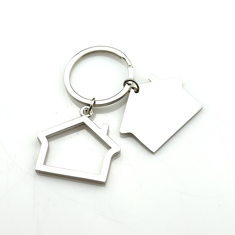 Metal House Key Sain Simple House Car Cey Chain Custom Logo Creative Gift