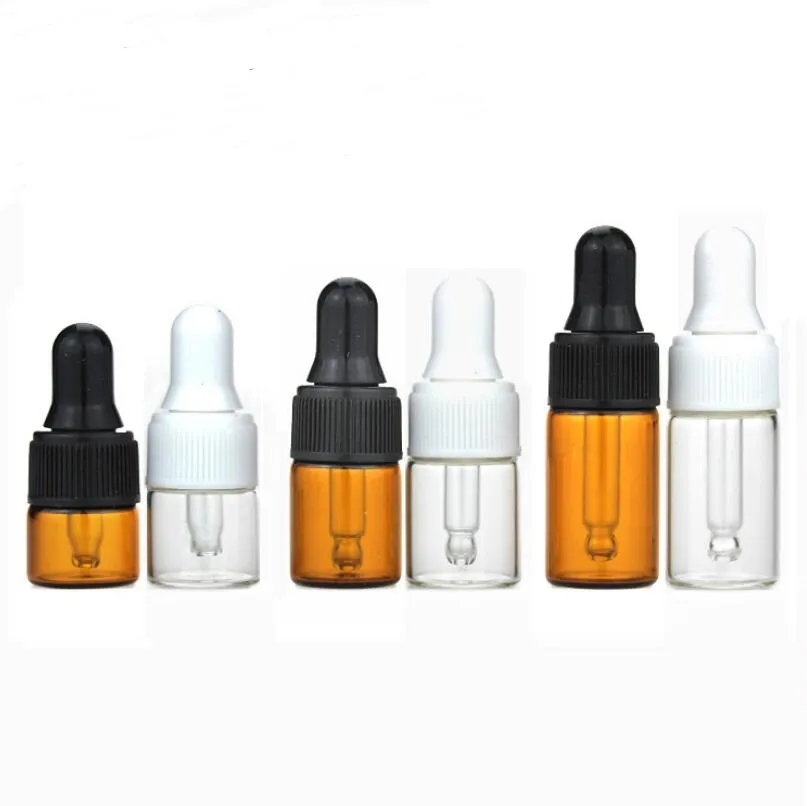 2ml 3ml 5ml Mini Amber Clear Cam Broşür Şişeler Doldurulabilir Boş Broşür Kozmetik Sıvı Losyon Örnek Depolama Konteyneri