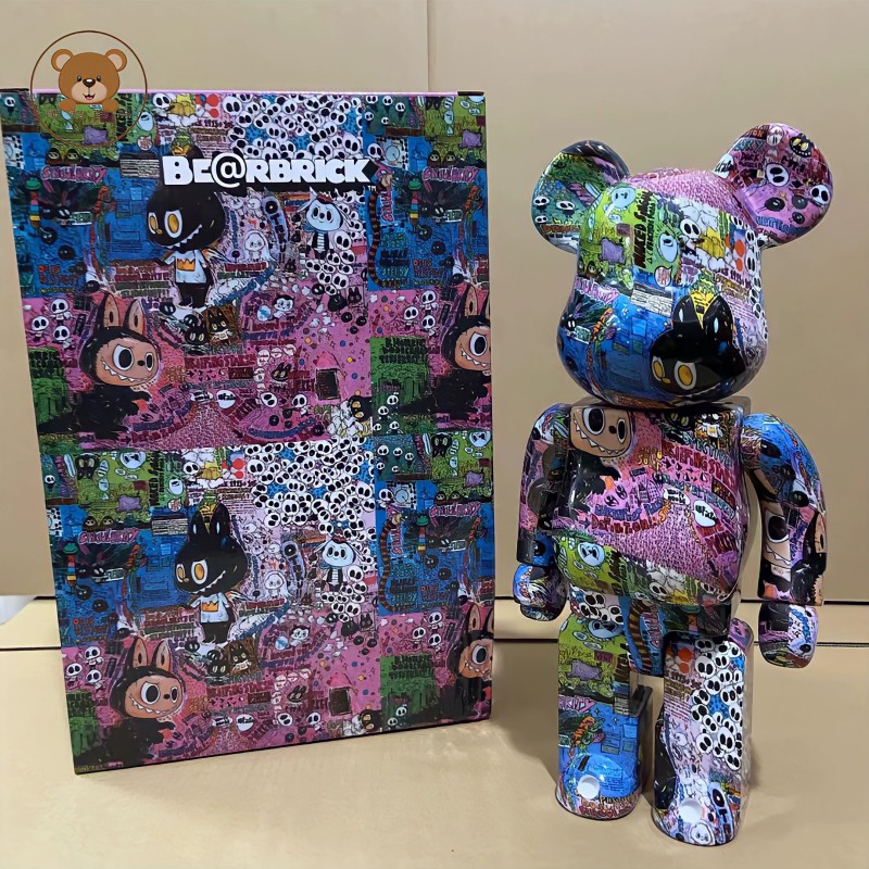 New Spot Bearbrick 400% 28CM Longjiasheng Labubu Labubu Building Blocks Violent Bears Fashion Trend Decoration Piccola bambola fatta a mano