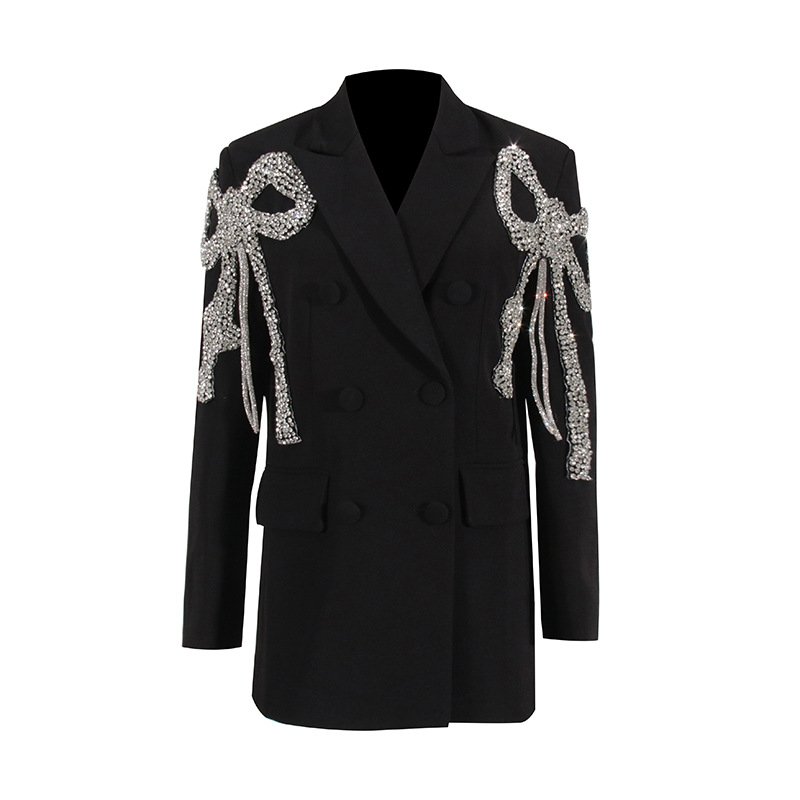 Damskie garnitury Blazers Patchwork Diamond Blazers nacięty kołnierz długi rękaw Symper Temperament Blazer Kobietowe ubrania modowe nowe BA01