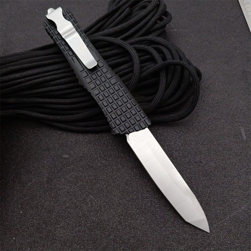 Special Offer High End AUTO Tactical Knife D2 White Stone Wash Tanto Point Blade 6061-T6 Handle Outdoor Survival EDC Knives With Nylon Bag