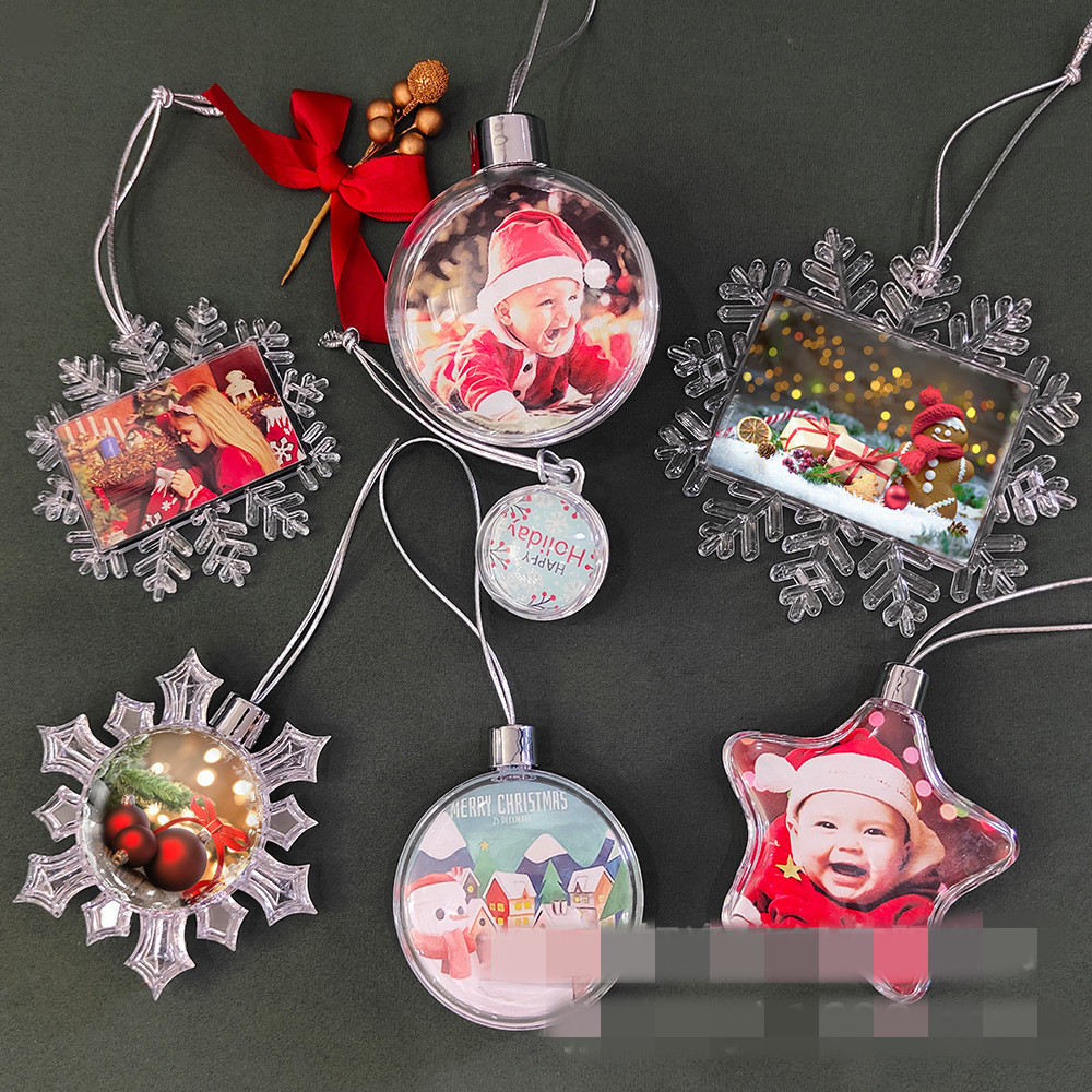 Christmas Ornaments Acrylic plastic Snowflake ball DIY Christmas Tree Pendants Hanging Decorations Heat Press Ornament