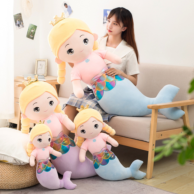 Kawaii Mermaid Princess Plush Toy Girl Sleeping Doll Soft Lifesize Dolls voor Girl Gift Room Decoration 47inch 120cm DY10171