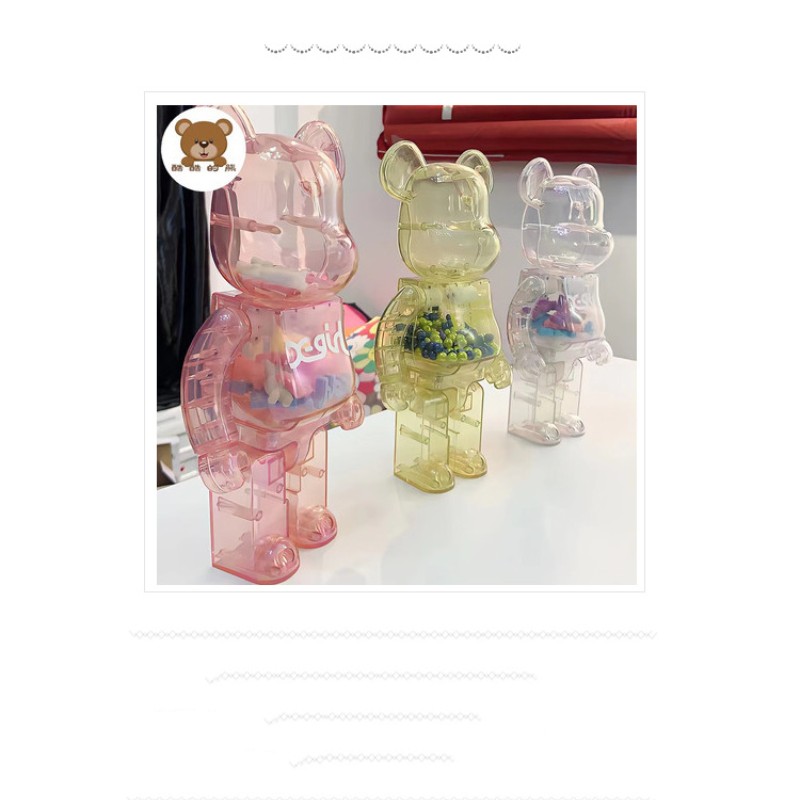 Ny Spot Bearbrick 400-1000% 28-70 cm transparent lila X-Girl Building Block Violent Bear Trend Handmade Doll Decoration Gift