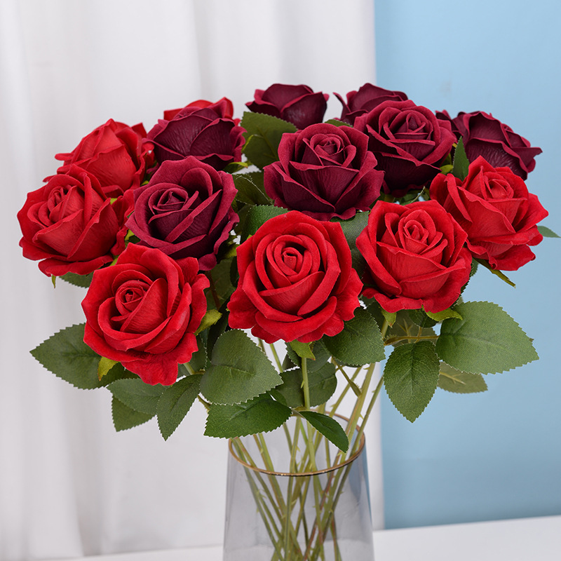 Décorations de mariage 51 cm Fleur artificielle Flanelle rose fausse fleur de fleur Décoration de fleurs artificielles Cadeau de la Saint-Valentin